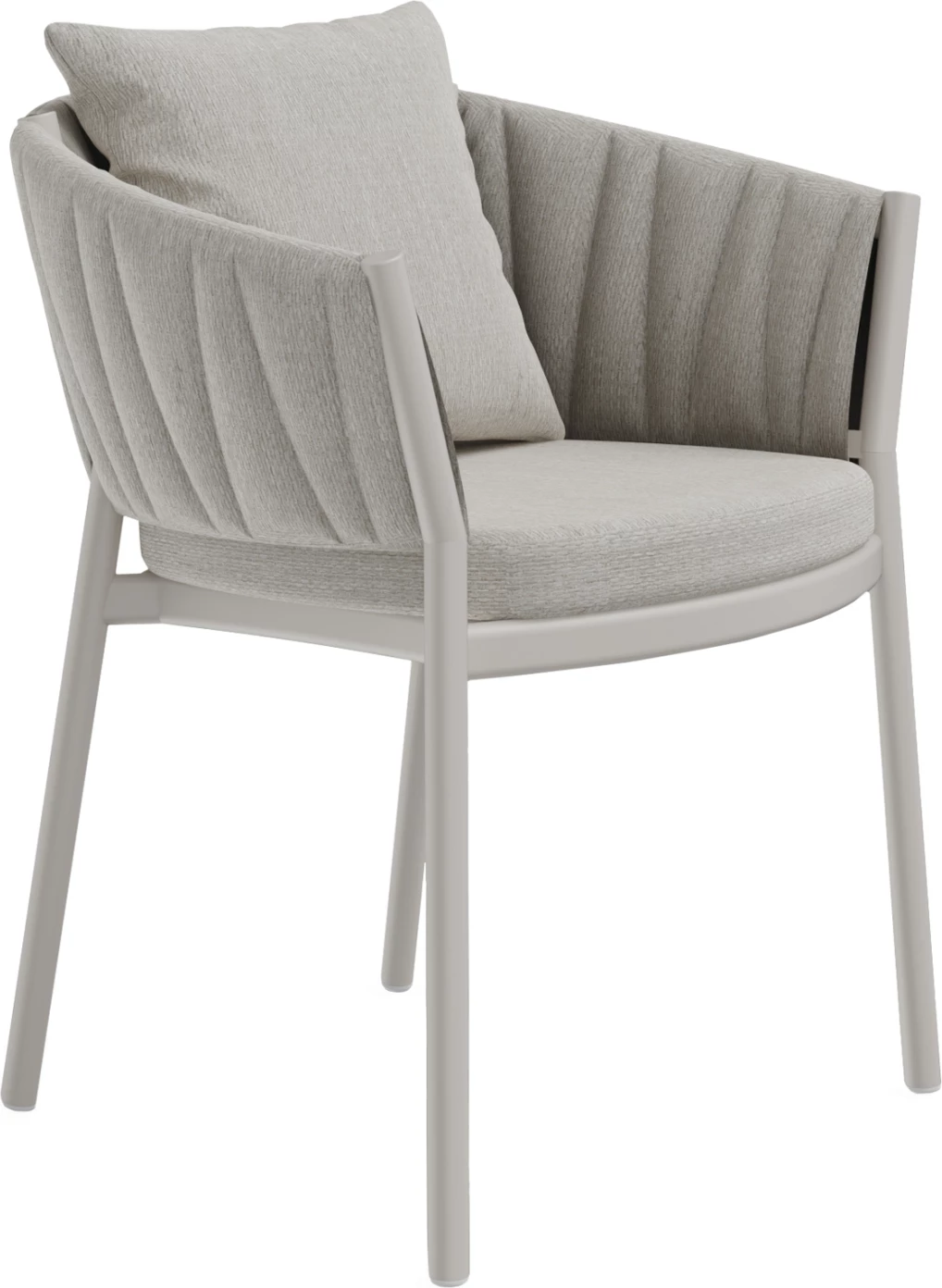 Karrige për ngrënie SHANKS FH6207.02, ngjyrë krem e bardhë, alumini & pëlhurë olefin, 63x61x75H cm