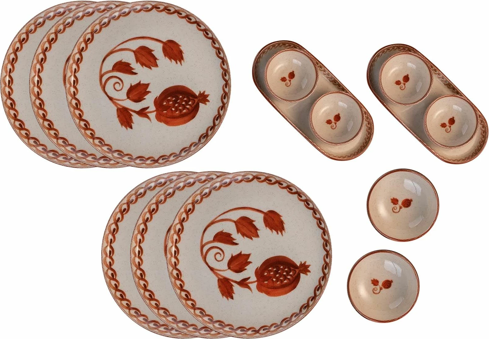 Set mëngjesi 14 pjesësh Hermia Concept, krem dhe e kuqe, NPMOD14KH880799