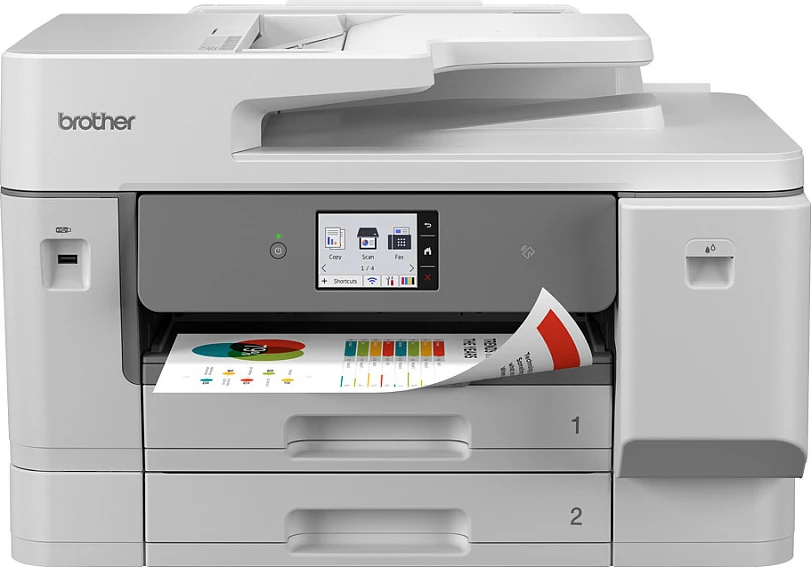 Printer multifunksional Brother MFC-J6975DW, inkjet me ngjyra A3, duplex, Wi‑Fi, Ethernet, 2x250 fletë, ADF 50 fletë, bardhë/gri
