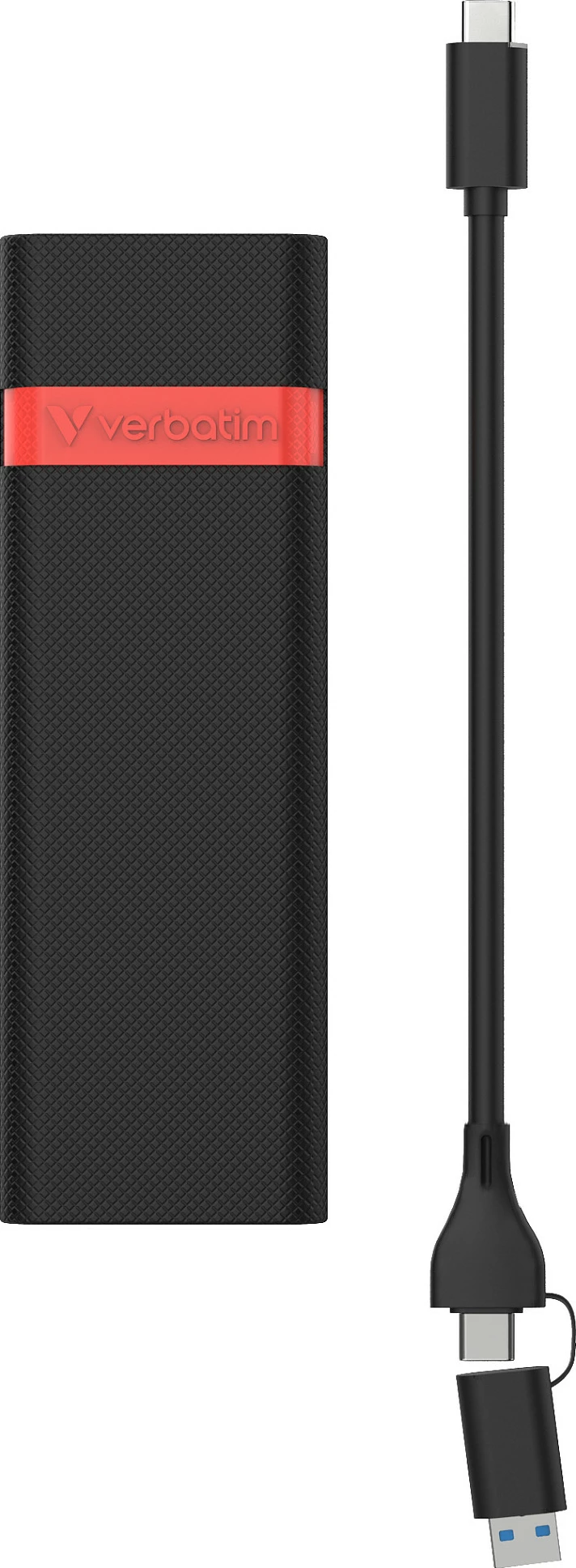 Kasë për SSD M.2 NVMe Verbatim Store ´n´ Go, USB-C USB 3.2 Gen2 10Gbps, e zezë/kuqe