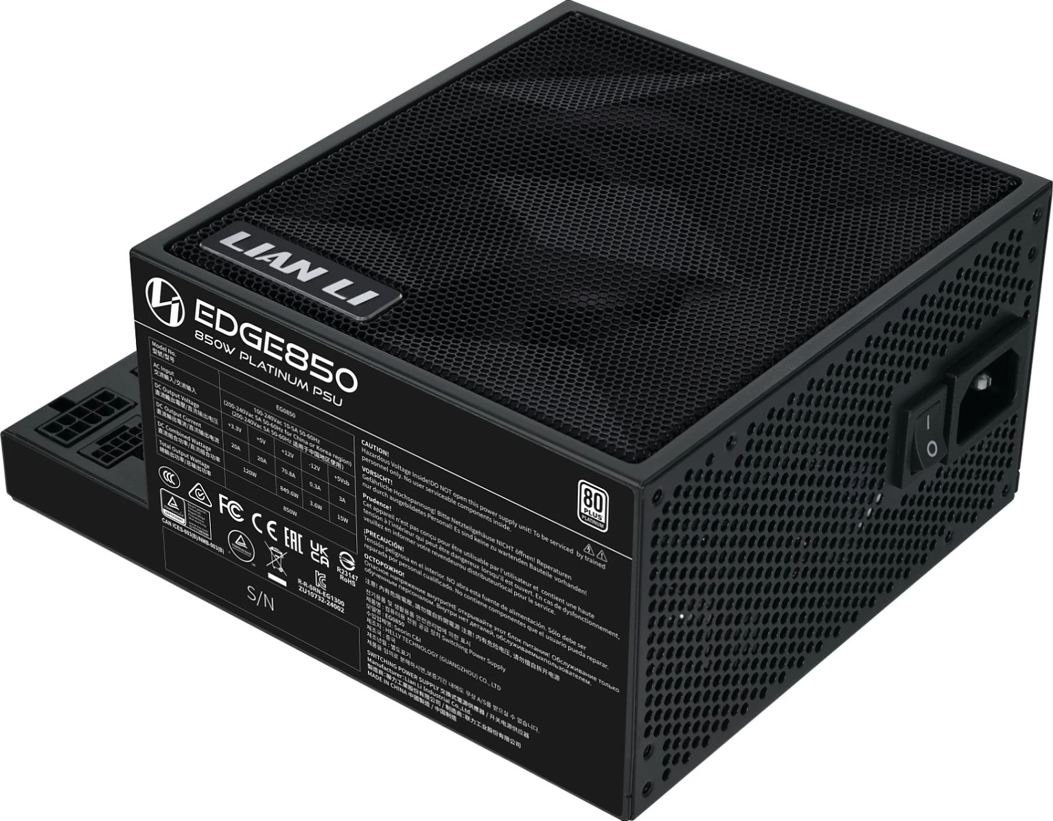 Furnizues rryme Lian Li EDGE EG0850, 850W, 80 PLUS Platinum, ATX 3.1, PCIe 5.1, i zi