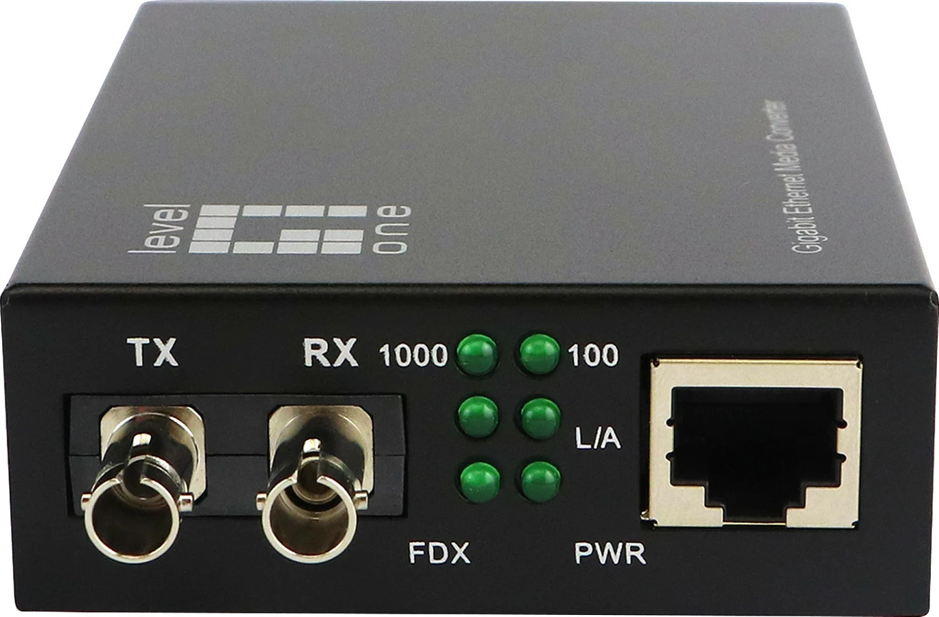 Konvertues media LevelOne RJ45 në ST, Fibër Single-Mode, 20km