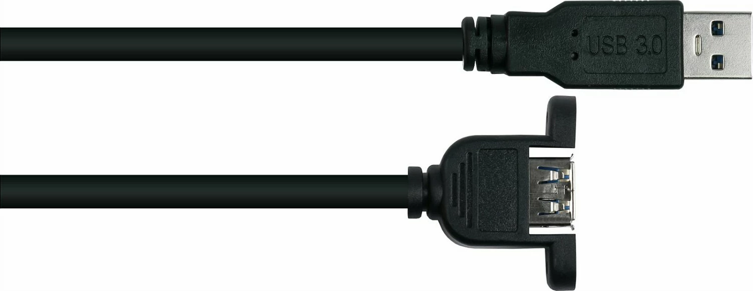 Kabllo zgjatëse USB 3.0 Kabelmeister, A mashkull në A femër (panel mount), 3 m, e zezë