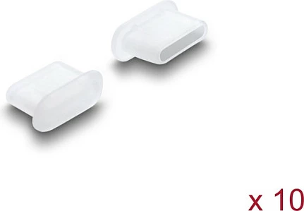 Kapakë mbrojtës pluhuri për portë USB Type-C DeLOCK, 10 copë, silikon, transparent