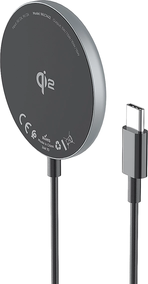 Karikues wireless Wozinsky WQY1S, 15W, Qi2, me kabllo USB-C, i zi