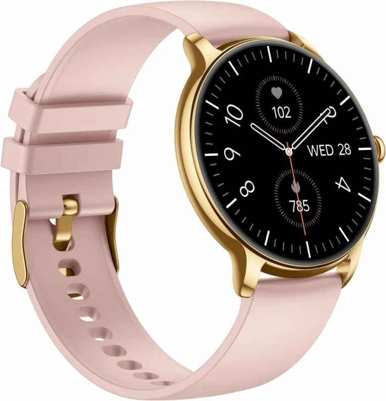 Smartwatch Gravity GT31-1 për femra, rrip i artë + byzylyk, rozë dhe i artë, set