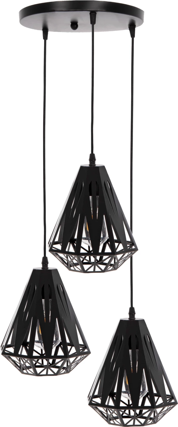 Llambë varëse tavani FH4083 3 'fenerë' metal i zi Φ23x127Hcm