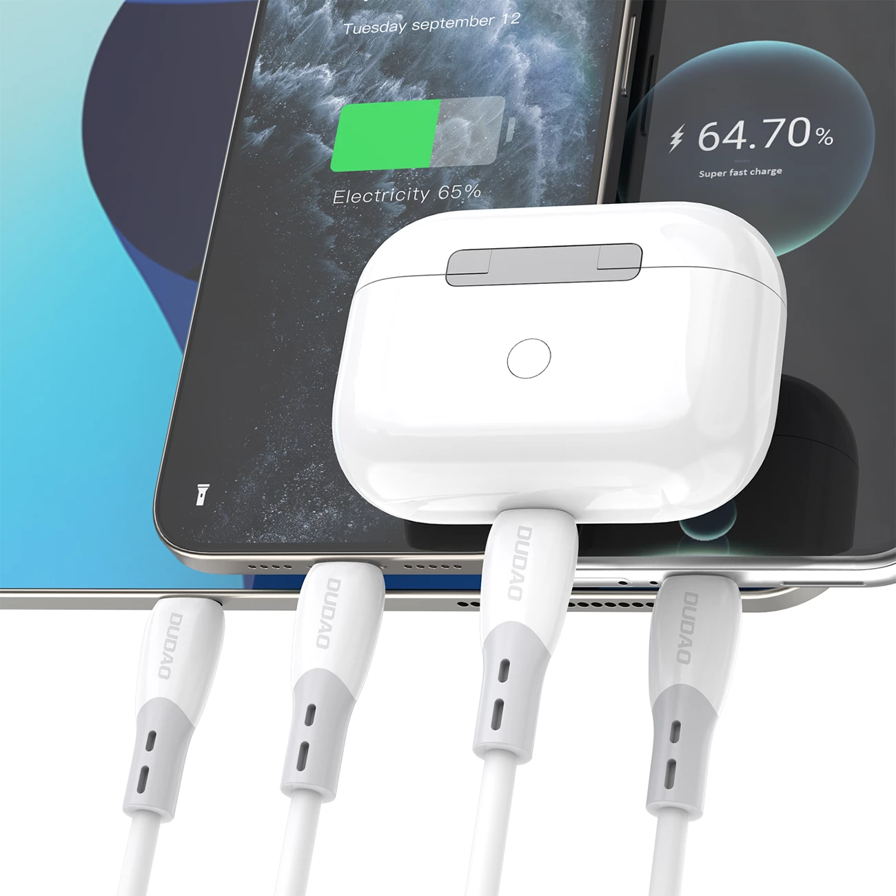 Kabllo USB-C në USB-C Dudao L25SC 60W 2 m, thurje silikoni, e bardhë, në kuti