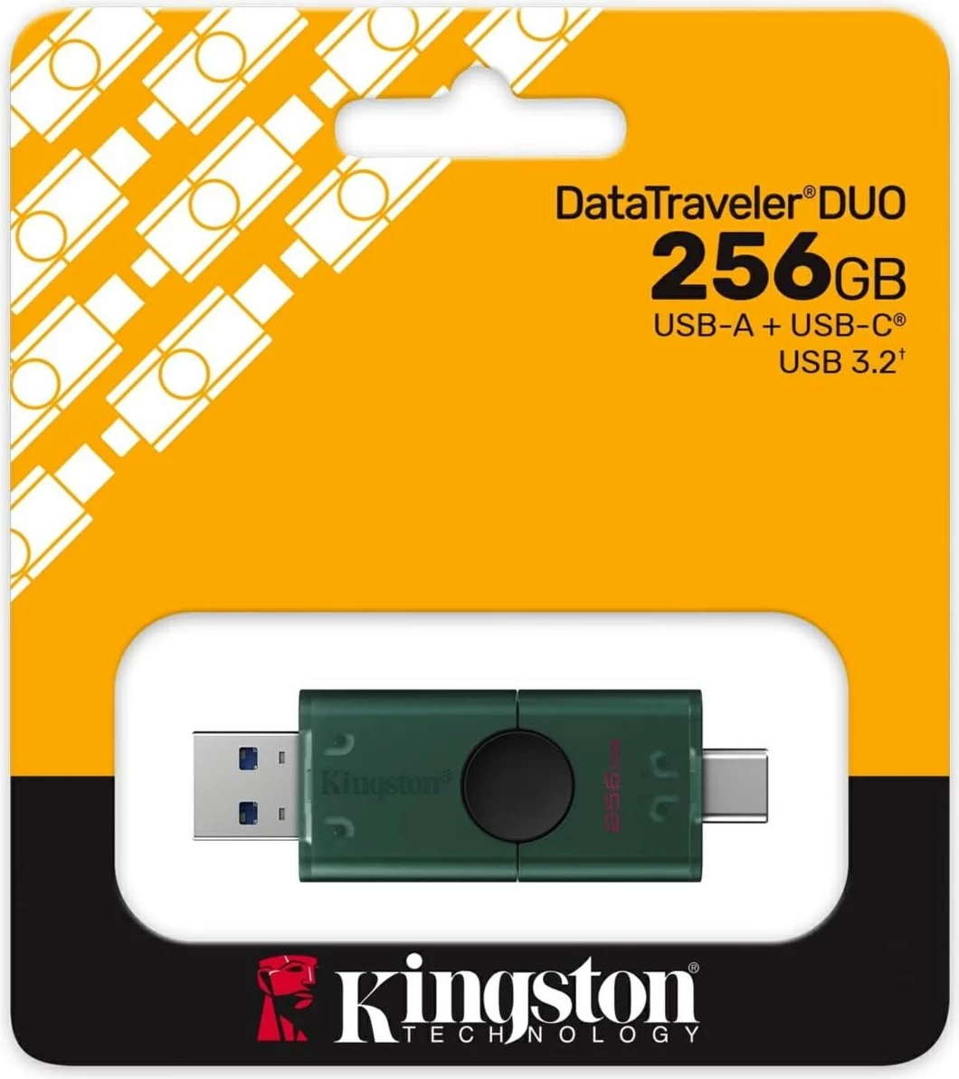 USB Kingston DataTraveler DUO 256GB, USB-A + USB-C, USB 3.2, nero/verde