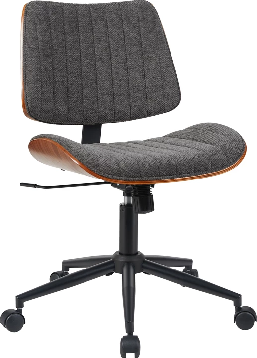 Karrige pune për tavolinë, dru arre, material gri, 52x54x90.5cm