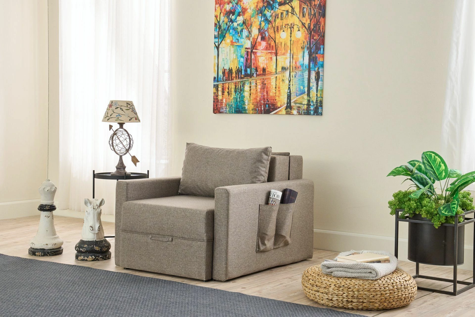 Krevat-karrige një vendi, ngjyrë kafe, Atelier del Sofa, Saros