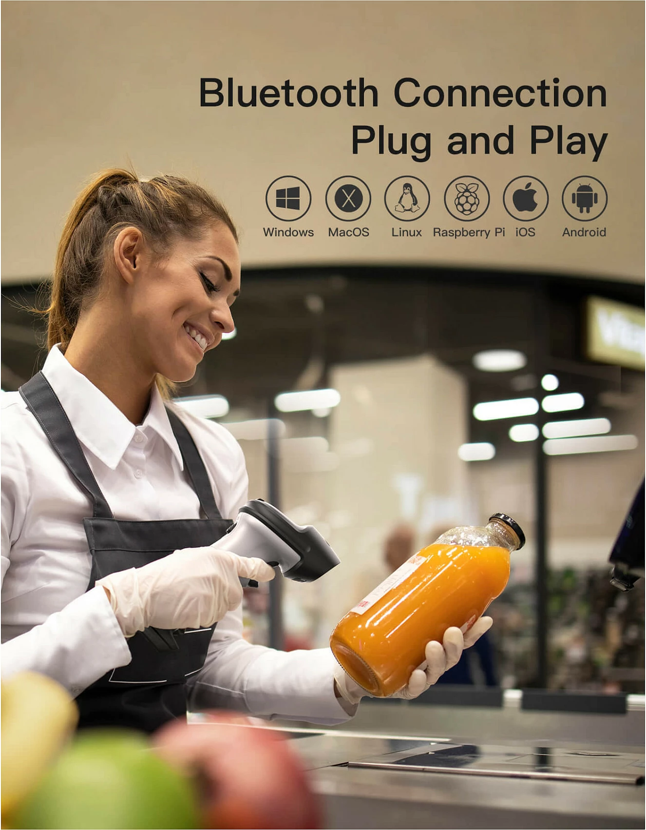 Skaner barkodi Inateck BCST-72, 2D, Bluetooth/USB, wireless, 40 cm, zi/gri