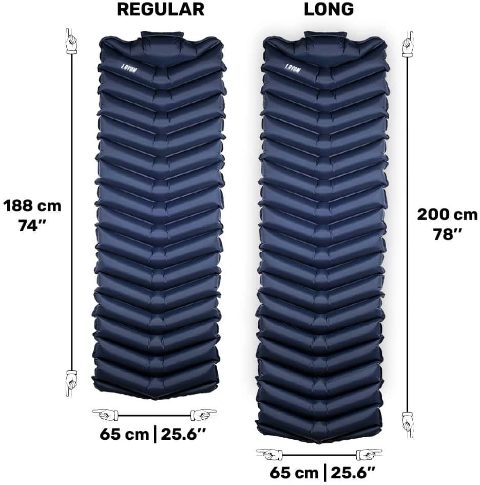 Dyshek kampingu LayOn LAYON 188 x 65 x 7 cm, AirFlow, R-value 1.4, jeshile