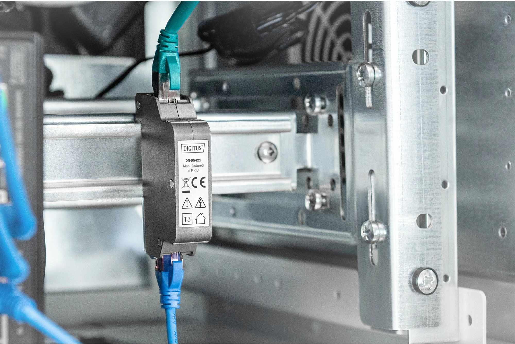 Mbrojtës PoE Digitus DN-95421, RJ45, për shina, gri