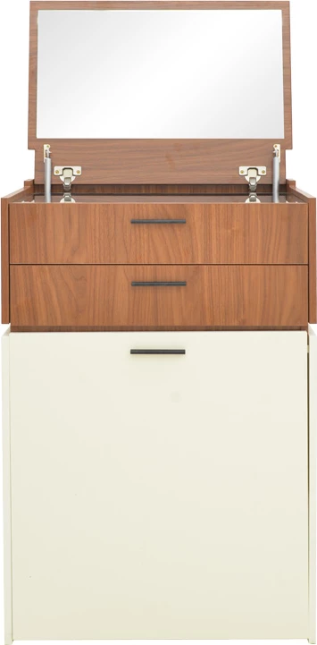 Tavolinë grimi Sonlen, ngjyrë arre-krem, 60x45x130cm, me pasqyrë dhe stol