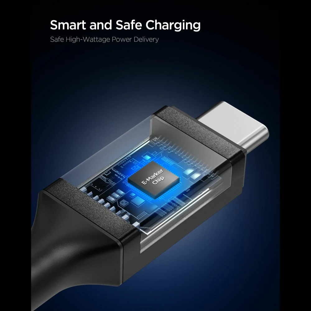 Kabllo USB-C/USB-C Spigen Essential EB10010CC 100W 100 cm USB 3.2 Gen 1 5 Gb/s, e zezë, 1 copë