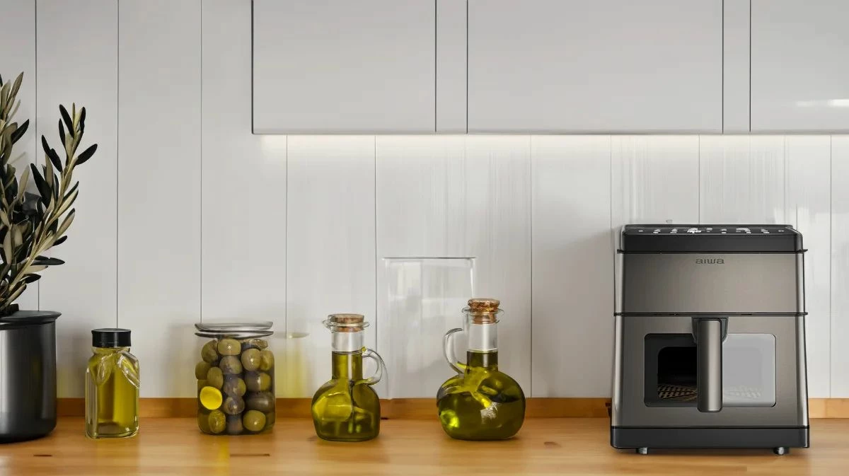 Fritezë me ajër të nxehtë AIWA KUMADAI AFR-8000, 8L, 1800W, 12 programe, inox/zezë