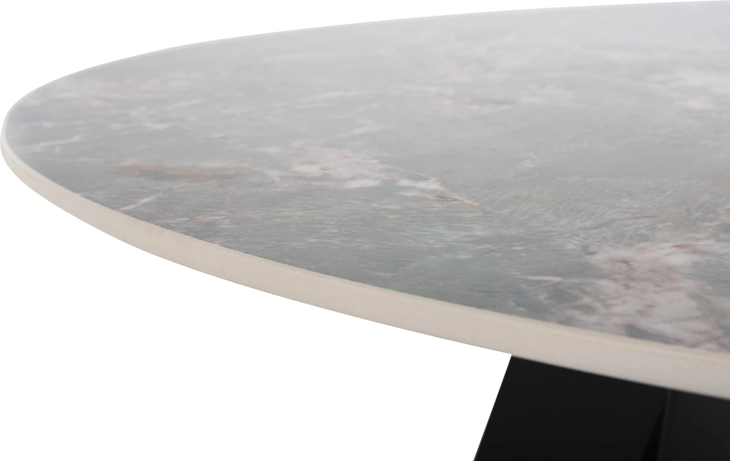 Tavolinë ngrënieje e rrumbullakët ZOD FH9852.03 sipërfaqe qeramike gri mermer-këmbë metalike të zeza Φ135x74Hcm