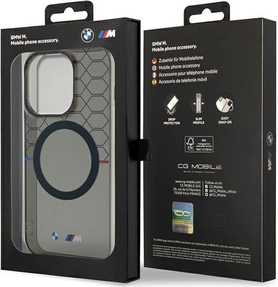 Mbështjellës BMW Pattern MagSafe për iPhone 14 Pro 6.1", Gri