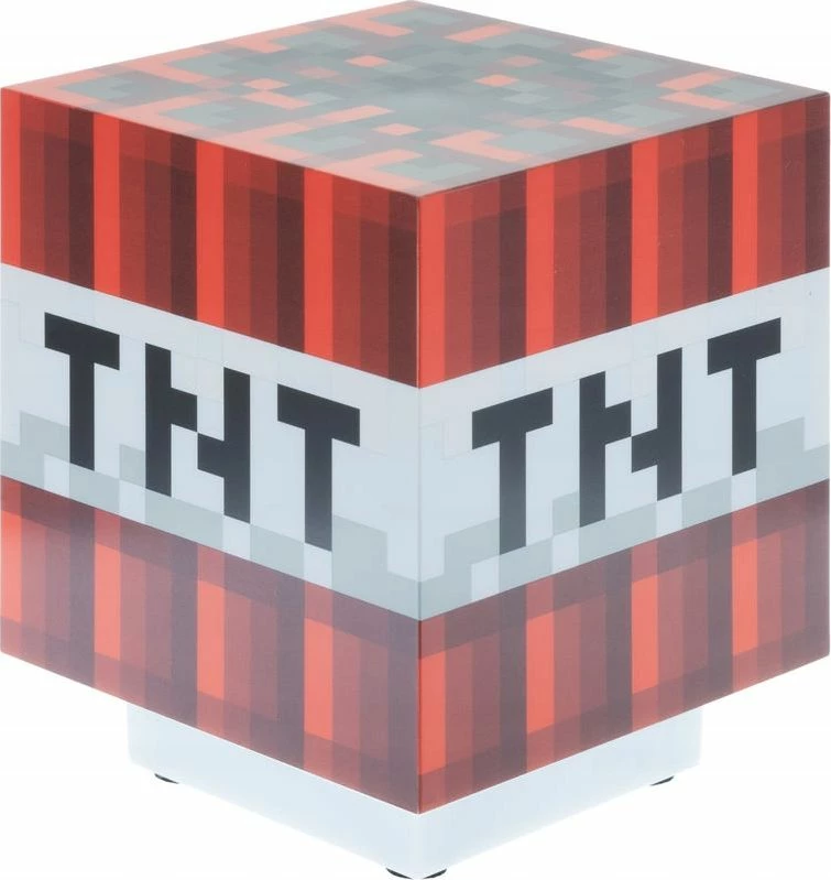 Lampë tavoline Minecraft 4714, 11 x 9 cm, me tingull TNT, 3xAAA (pa bateri), në kuti dekorative, e kuqe