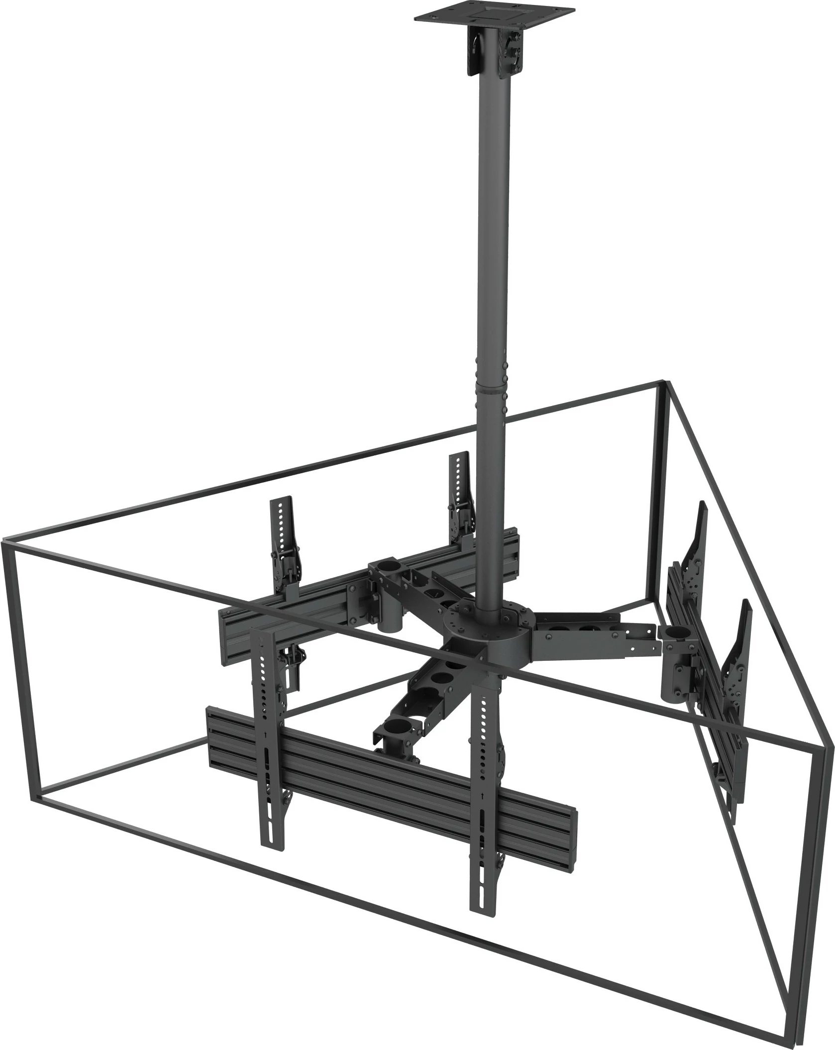 Mbajtës tavani për 3 TV, Equip, 32-65 inç, 90 kg, i zi