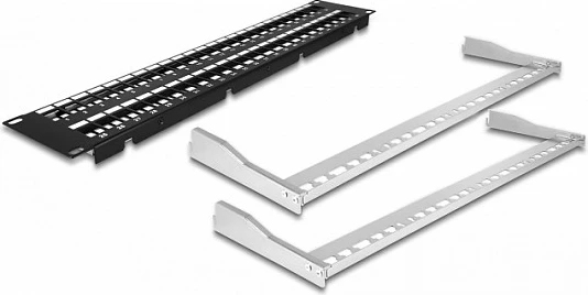 Patch panel Keystone DeLOCK 19", 48 porta, 2U, e zezë