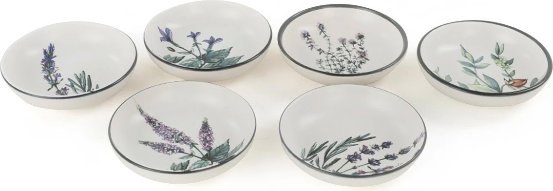 Set 6 copë tasë salce, qeramikë, Hermia Concept, të bardhë, jeshile, vjollcë, të zeza, ST489406F022AMD3600MAYD100