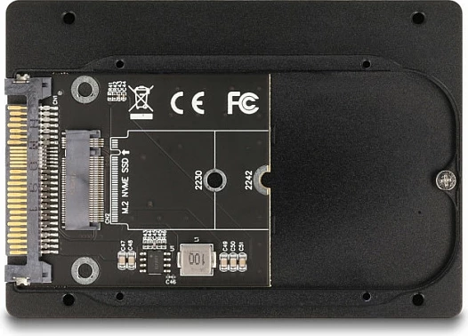 Adapter SSD DeLOCK 2.5″ U.2 SFF-8639 në M.2 NVMe Key M, 7 mm, e zezë