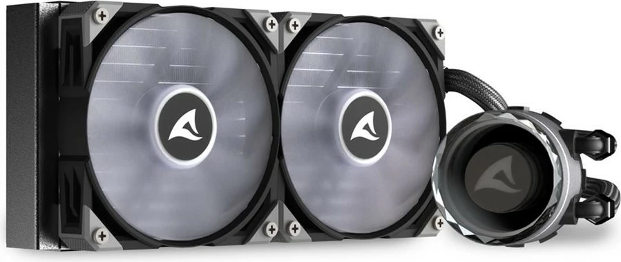 Ftohës uji Sharkoon S80 RGB, 2x12cm, për procesor, RGB, i zi