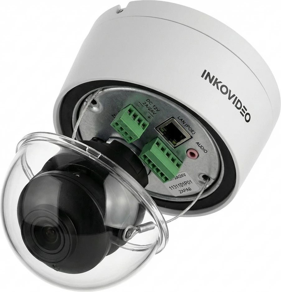Kamerë IP Inkovideo V-130-8MW, dome, PoE, bardhë/zezë