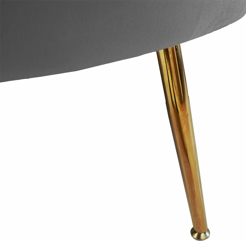 Divan dy ulëse Daimon, kadife, ngjyrë gri, këmbë metalike të arta, 134x70x77cm