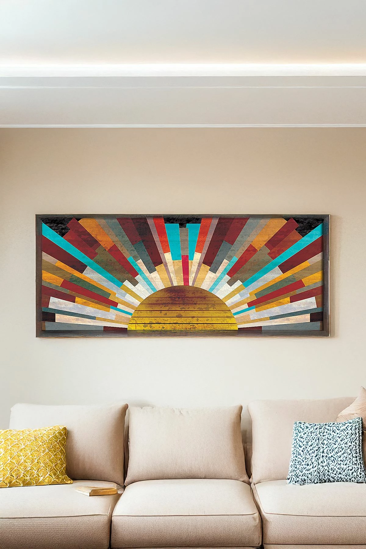 Pikturë dekorative me kornizë druri, shumëngjyrëshe, Wallity, 33x70cm