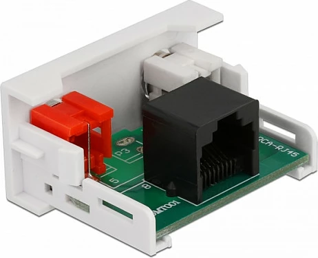 Modul DeLOCK Easy 45, 2x RCA femër në RJ45 femër, 22.5 x 45 mm, bardh/zi