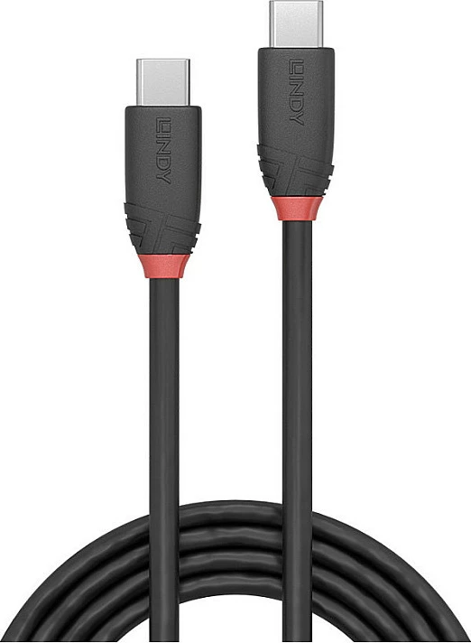 Kabllo USB-C Lindy Black Line, USB 3.2 Gen 1, 1m, deri 10Gbps, e zezë