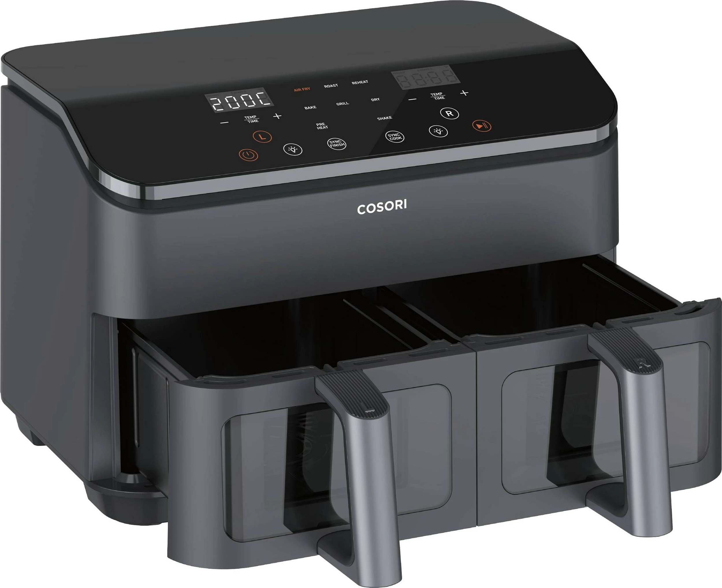 Fritezë me ajër Cosori Dual Basket Chef Edition, 8.5L, 1750W, dy shporta, e zezë/argjend
