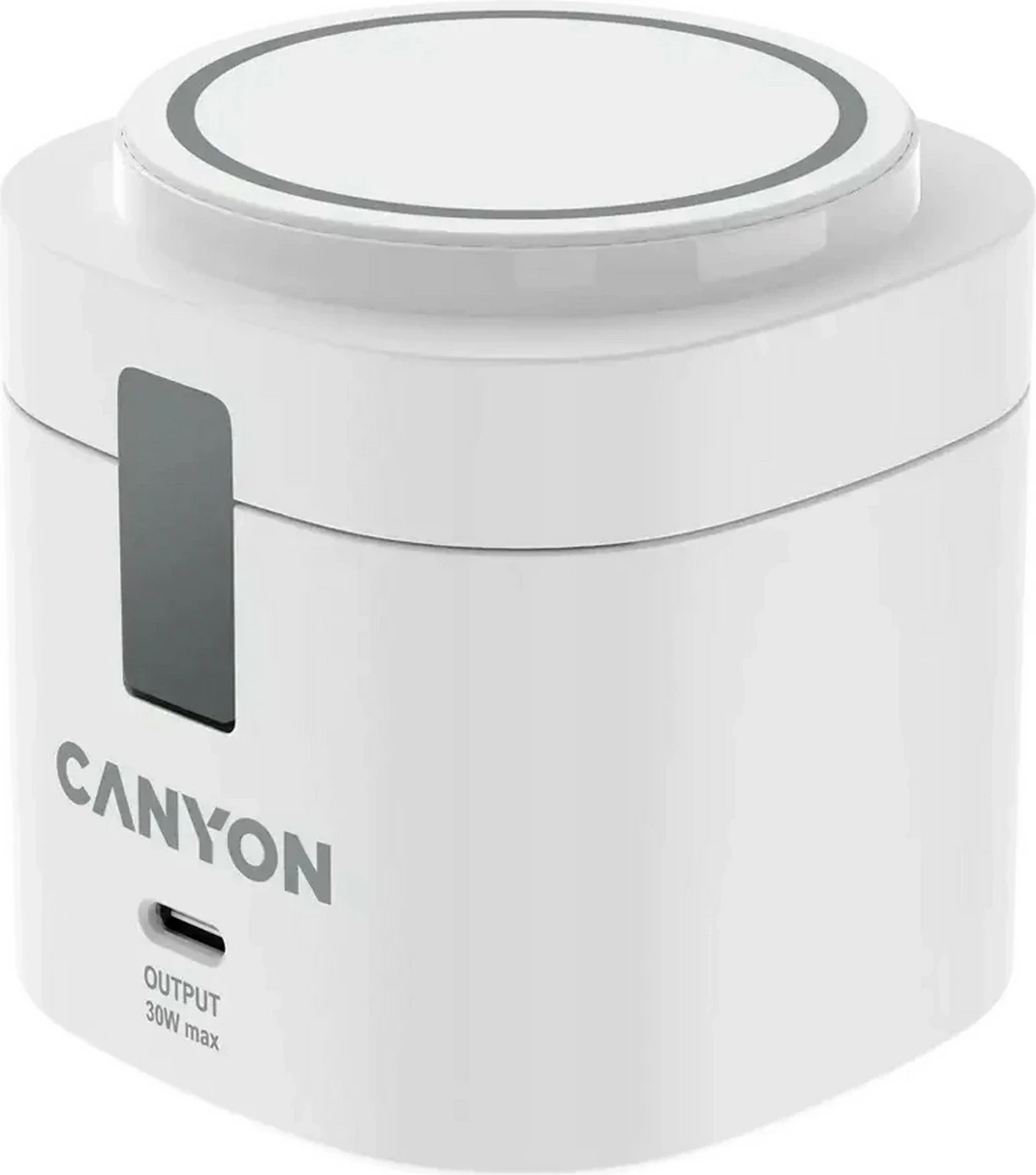 Stacion karikimi pa kabllo Canyon 4n1 30W, Qi2/USB-C PD, me adapter 65W, i bardhë
