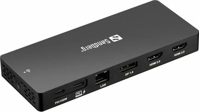 Docking station USB-C Sandberg 136-61, 13-në-1, PD 100W, 10Gbps, 2x HDMI + DP 4K@60Hz, RJ45 1Gbps, alumini, e zezë