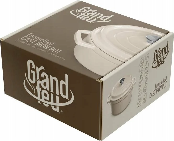 Tenxhere gize e emaluar Sourcing Grand Feu 4.7L 26cm, e bardhë