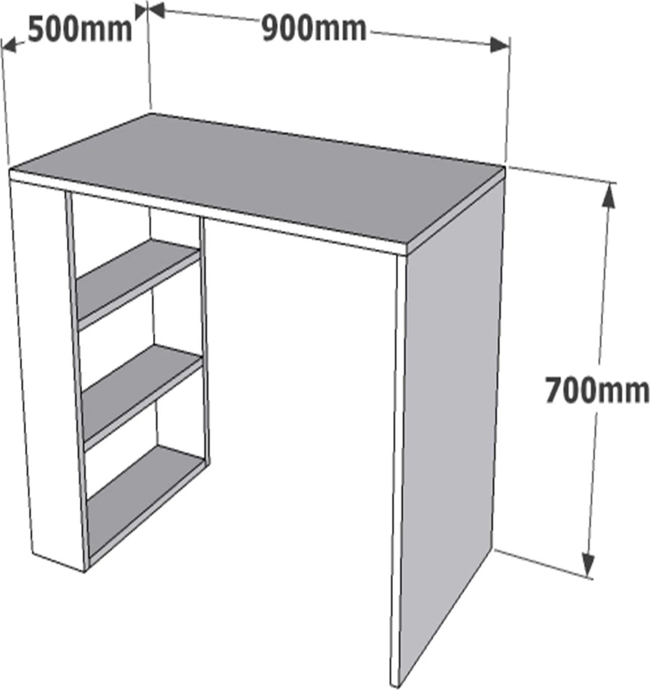 Tavolinë zyre melamine, ngjyrë e bardhë, FH8884.01, 90x50x70 cm