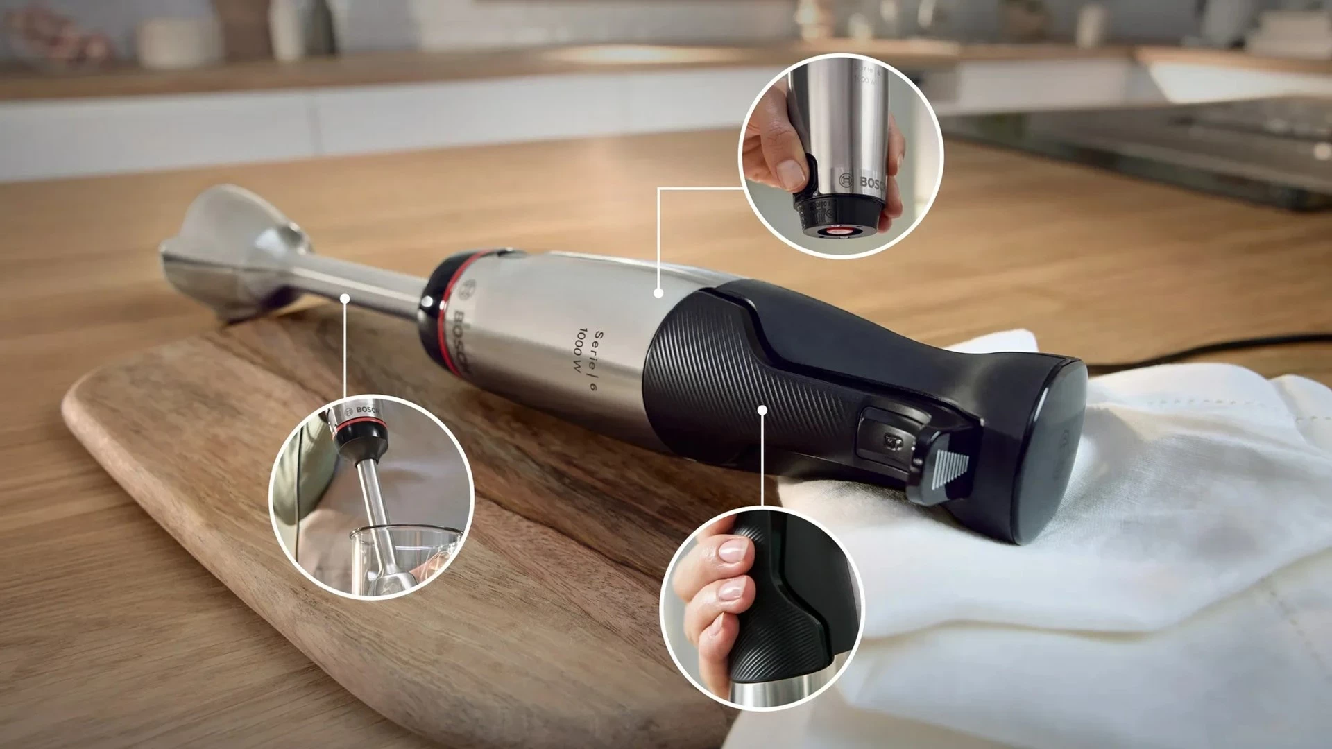 Blender Bosch Serie 6 MSM6M610, 1000 W, Ngjyrë e zezë dhe çelik inox