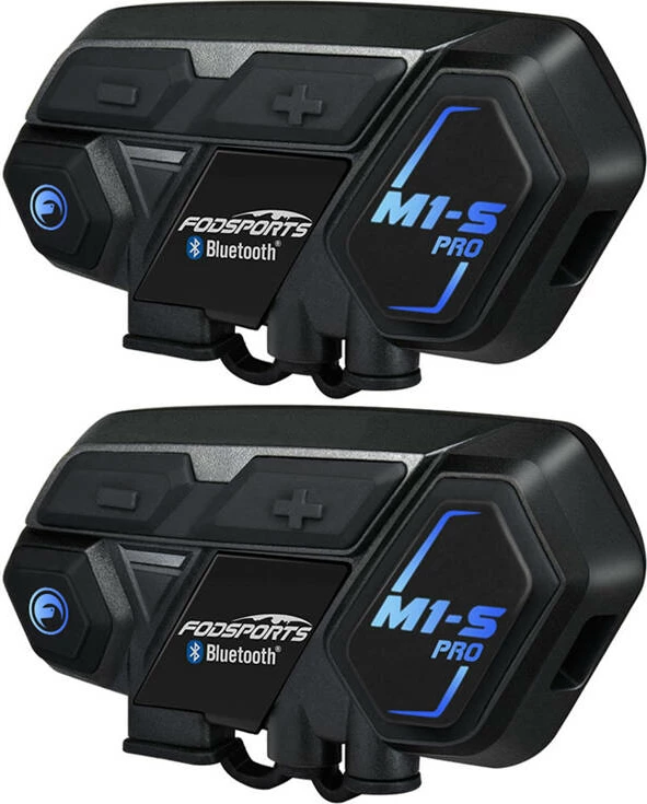 Interkom motoçiklete Fodsports M1-S Pro, set prej 2 copë, i zi