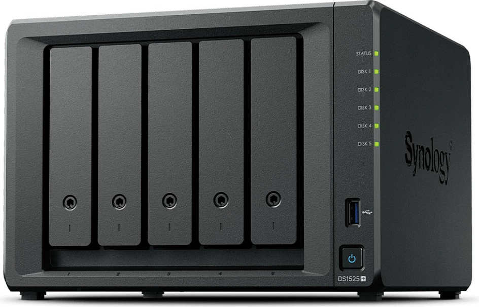 NAS Synology DiskStation DS1525+, 5-bay, Ryzen Embedded V1500B, 8GB DDR4 ECC, 0TB, i zi