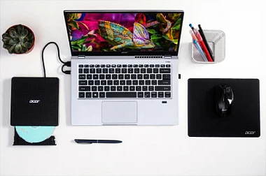 Shkrues DVD portabil Acer AXD001, USB 3.2, për laptop, i zi