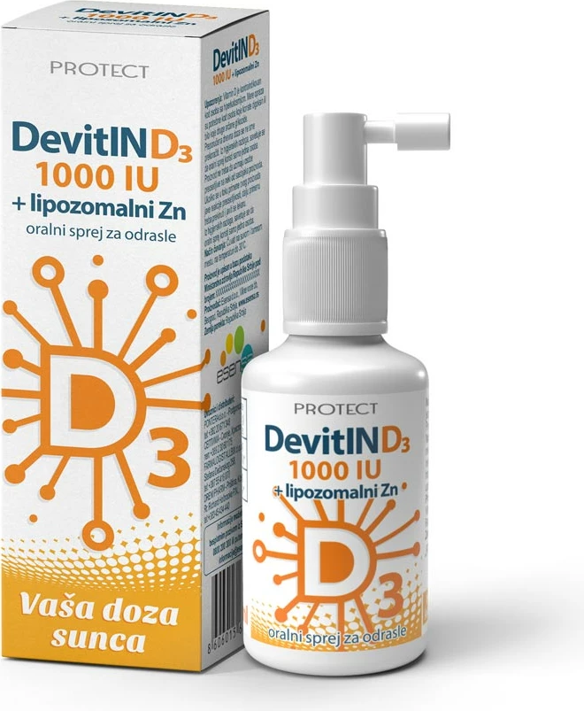 Sprej oral për të rritur DevitIN D3 + Zn 1000 IU