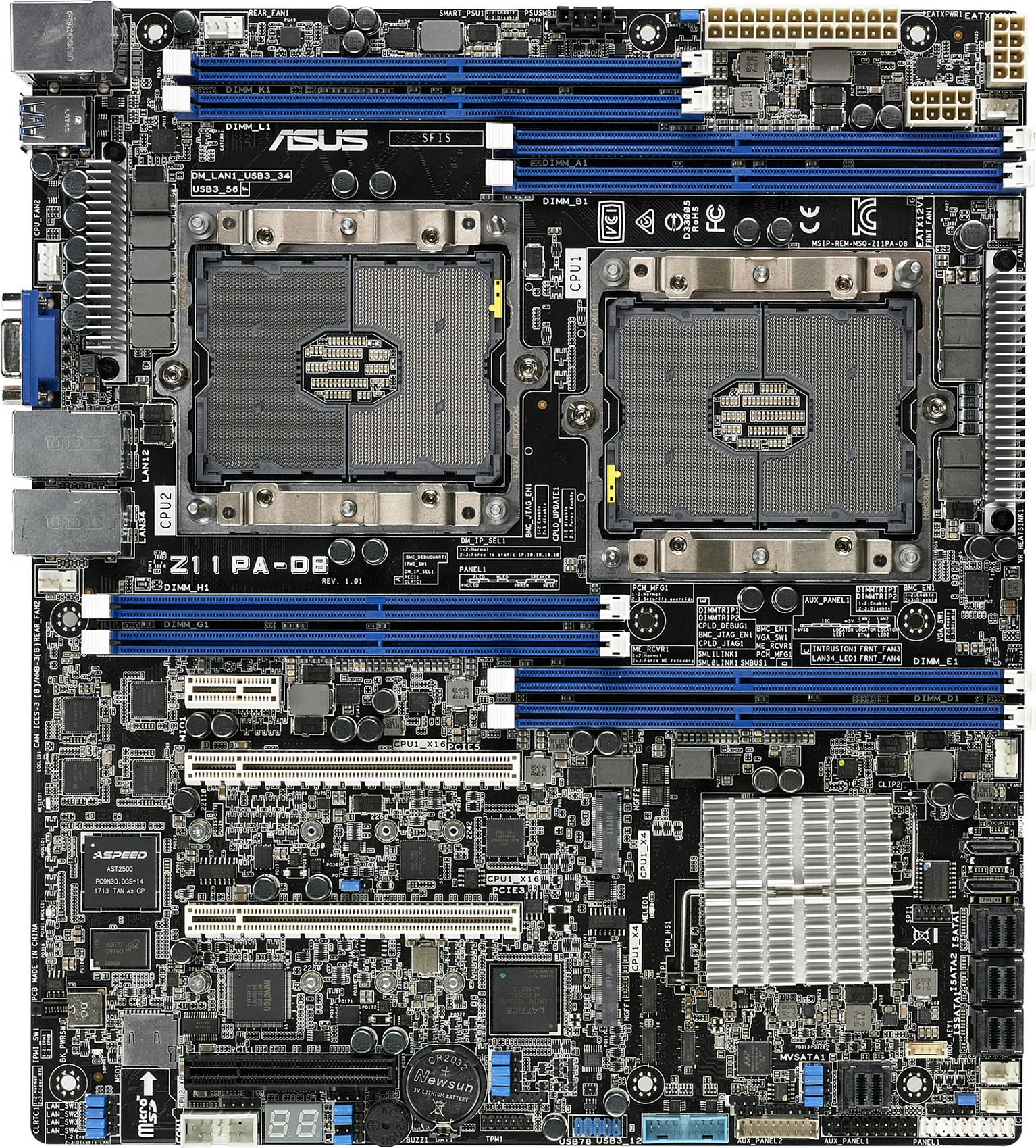 Pllakë amë ASUS Z11PA-D8, LGA 3647, SSI CEB, 2x CPU, 8x DIMM, 4x LAN, 16x SATA III