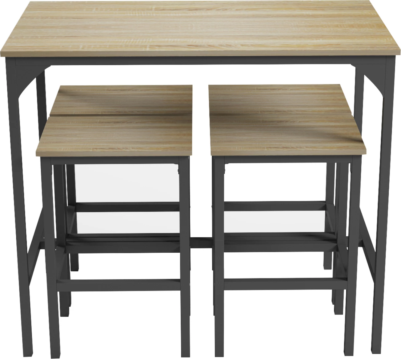 Set për bar, 5 pjesë, BOXY, FH9882.01, korniza metalike të zeza, melaminë në ngjyrë sonama