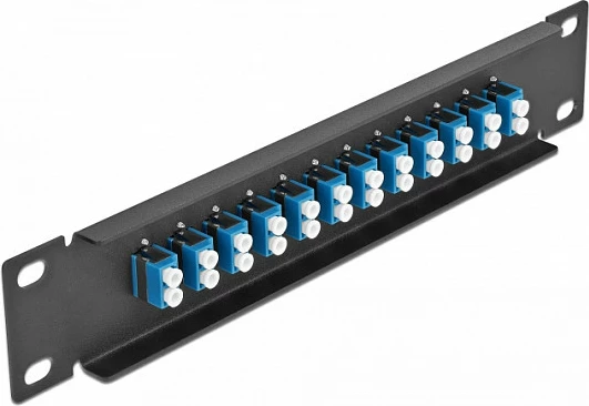Patch panel fibër optike DeLOCK 10" 12-Port LC Duplex, 1U, zi/blu