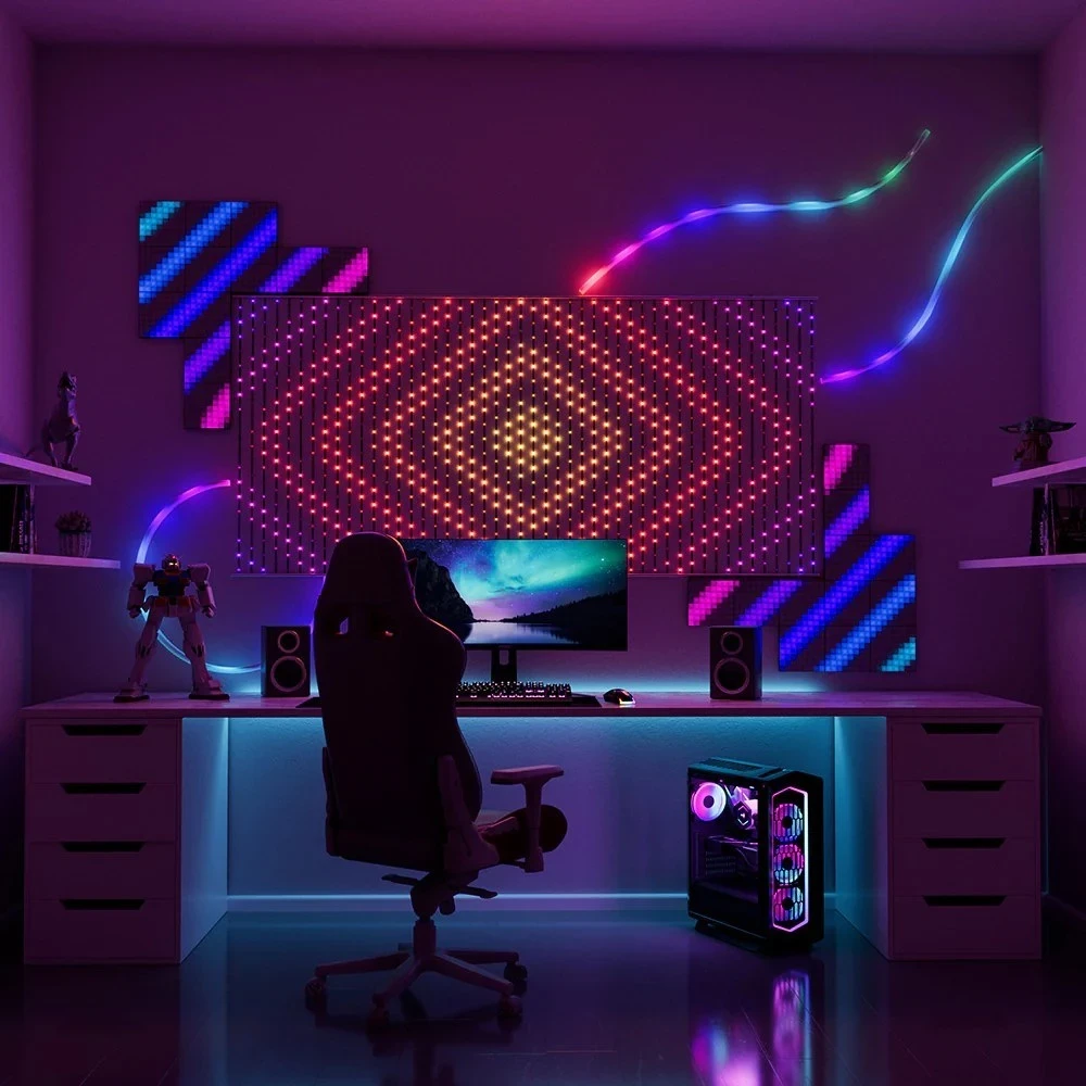 Drita dekorative Twinkly Matrix, 500 LED RGB, tel i tejdukshëm, 1.7x7.8ft, F-plug