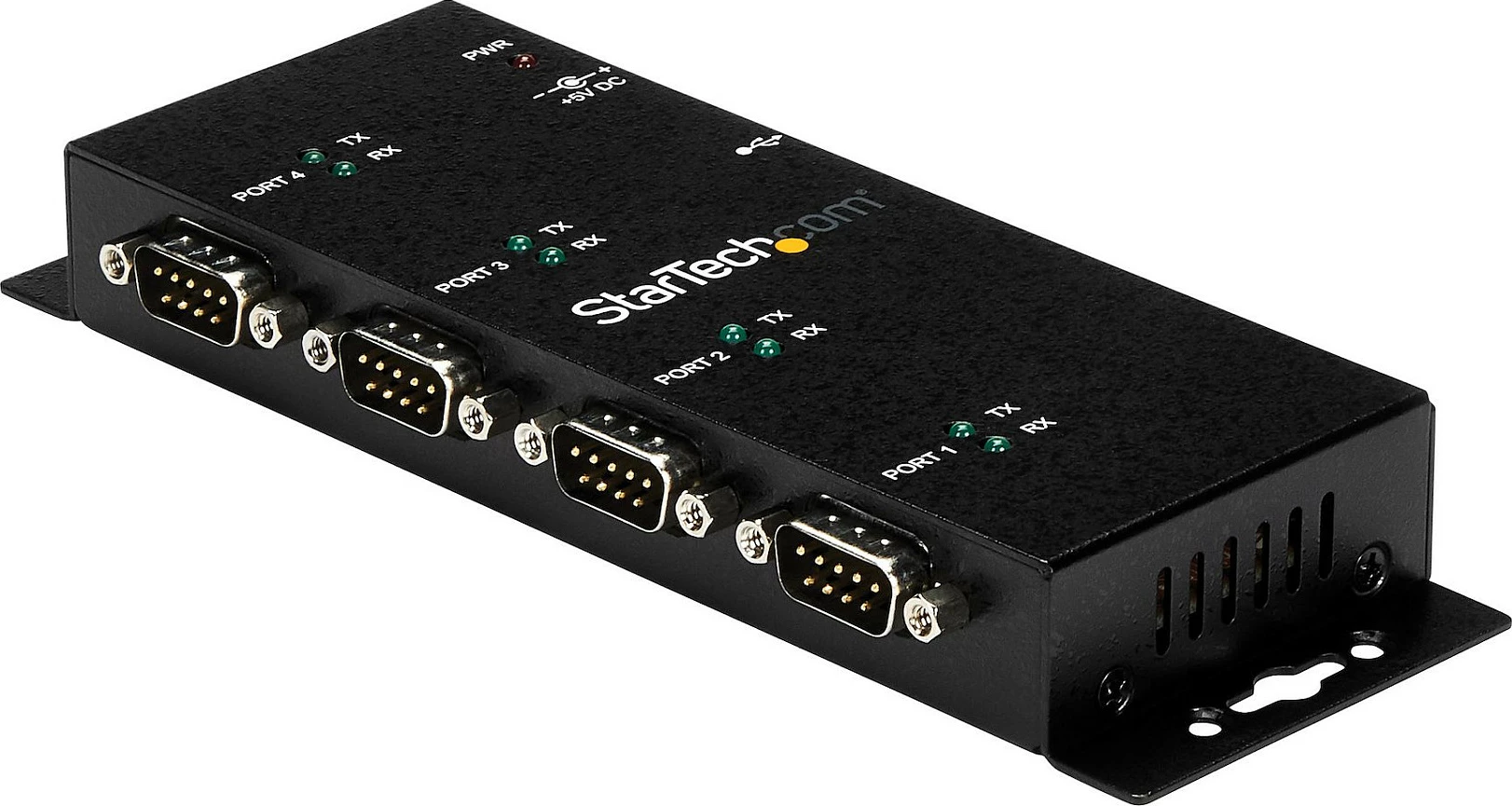 Adapter hub USB në RS232 StarTech ICUSB2324I, 4 porta DB9, USB 2.0 Type-B, DIN Rail/Wall Mount, i zi
