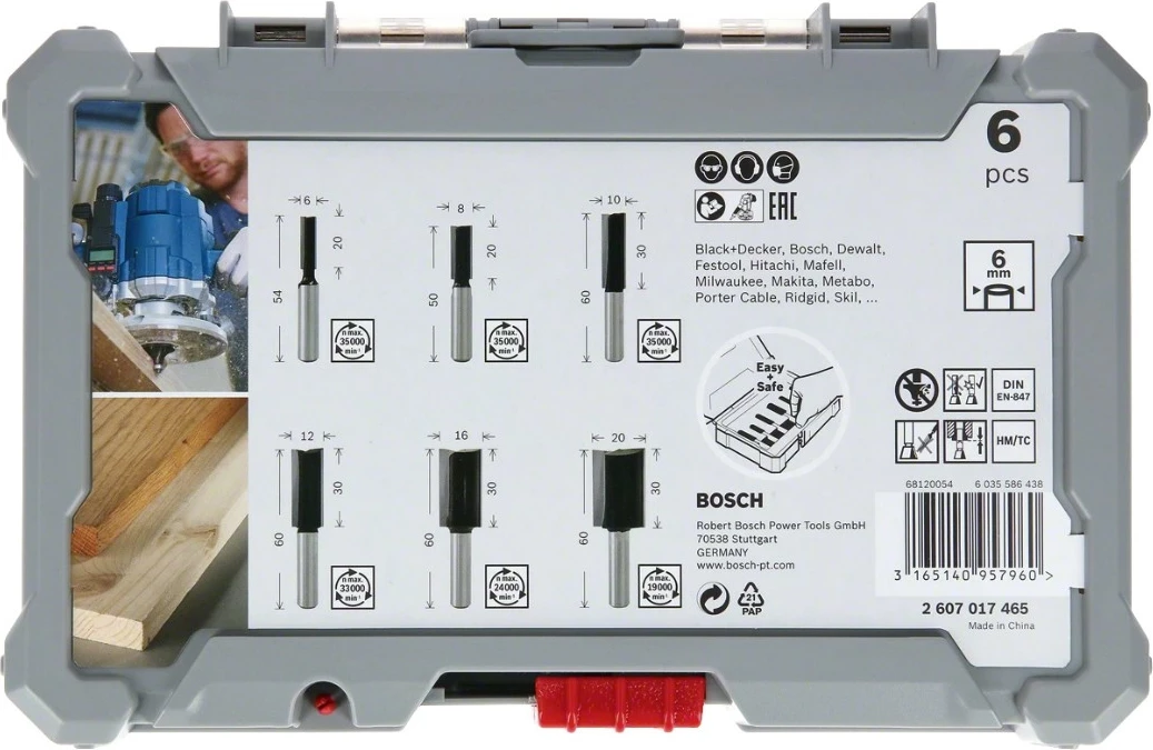 Set bitash Bosch 2607017466, 8 mm, 6 copë